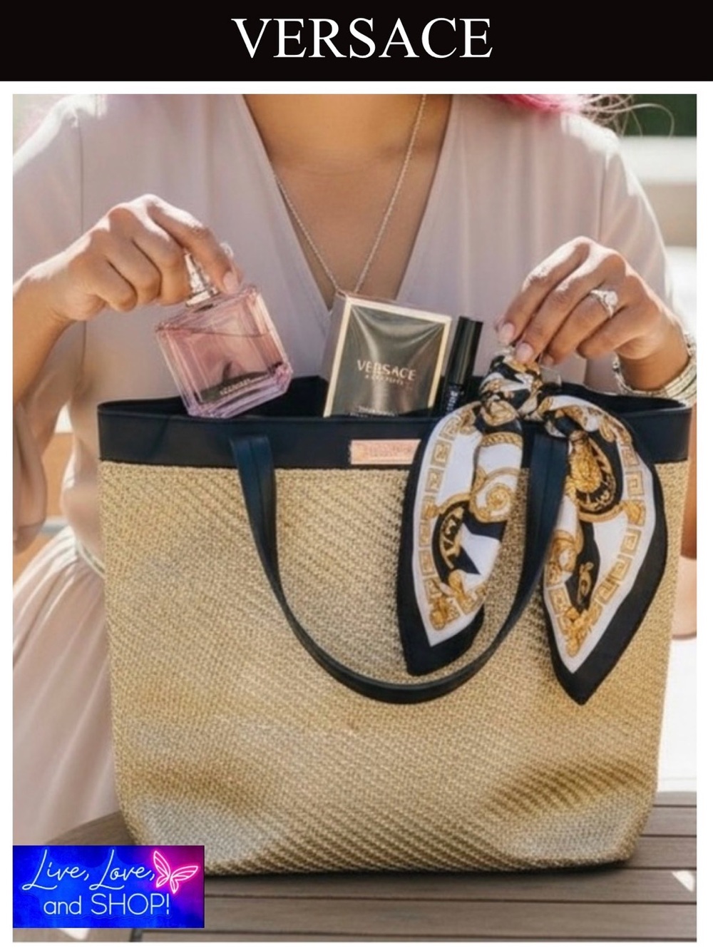 VERSACE Parfums Large Tote Bag, EUC